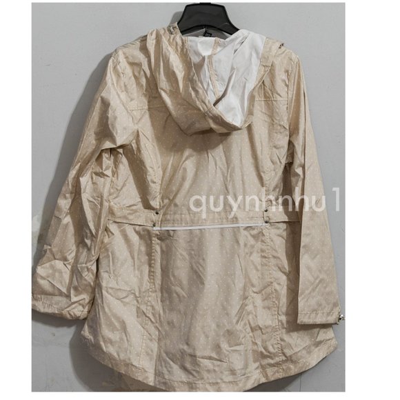 Jones New York Ladies' Parka in a Pocket  in  Sand with dots  color. - Picture 6 of 7